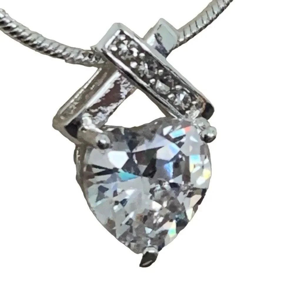 Infinity Heart Pendant Necklace – Diamond Cut Austrian Crystals, Silver Tone